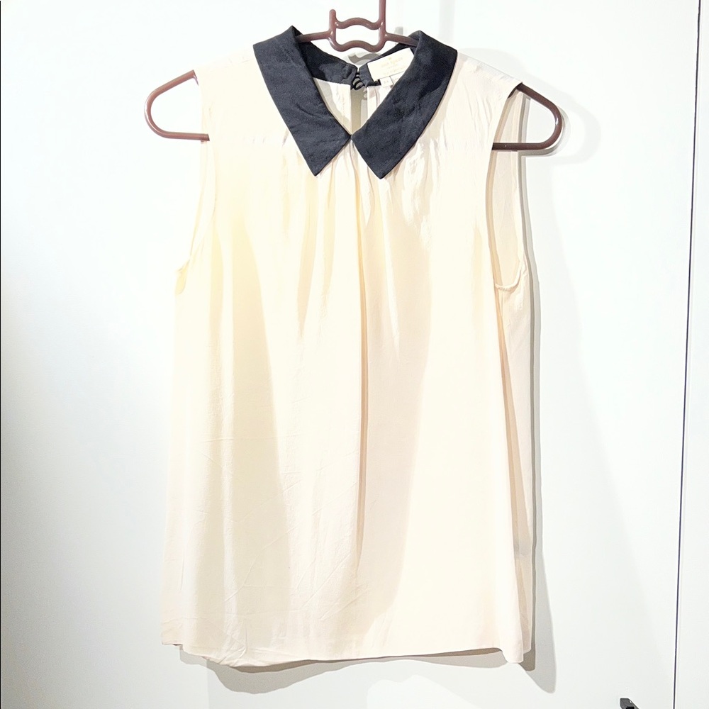 Kate Spade Ivory Sleeveless Contrast Collar Top – Size 2